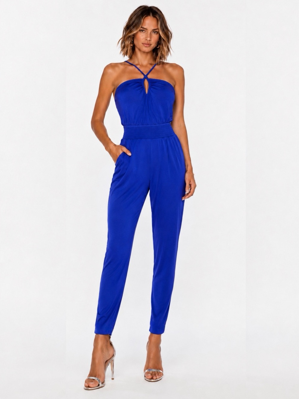 🇺🇸 Bebe Cobalt Blue Halter Jumpsuit 💙 - Picture 5 of 13